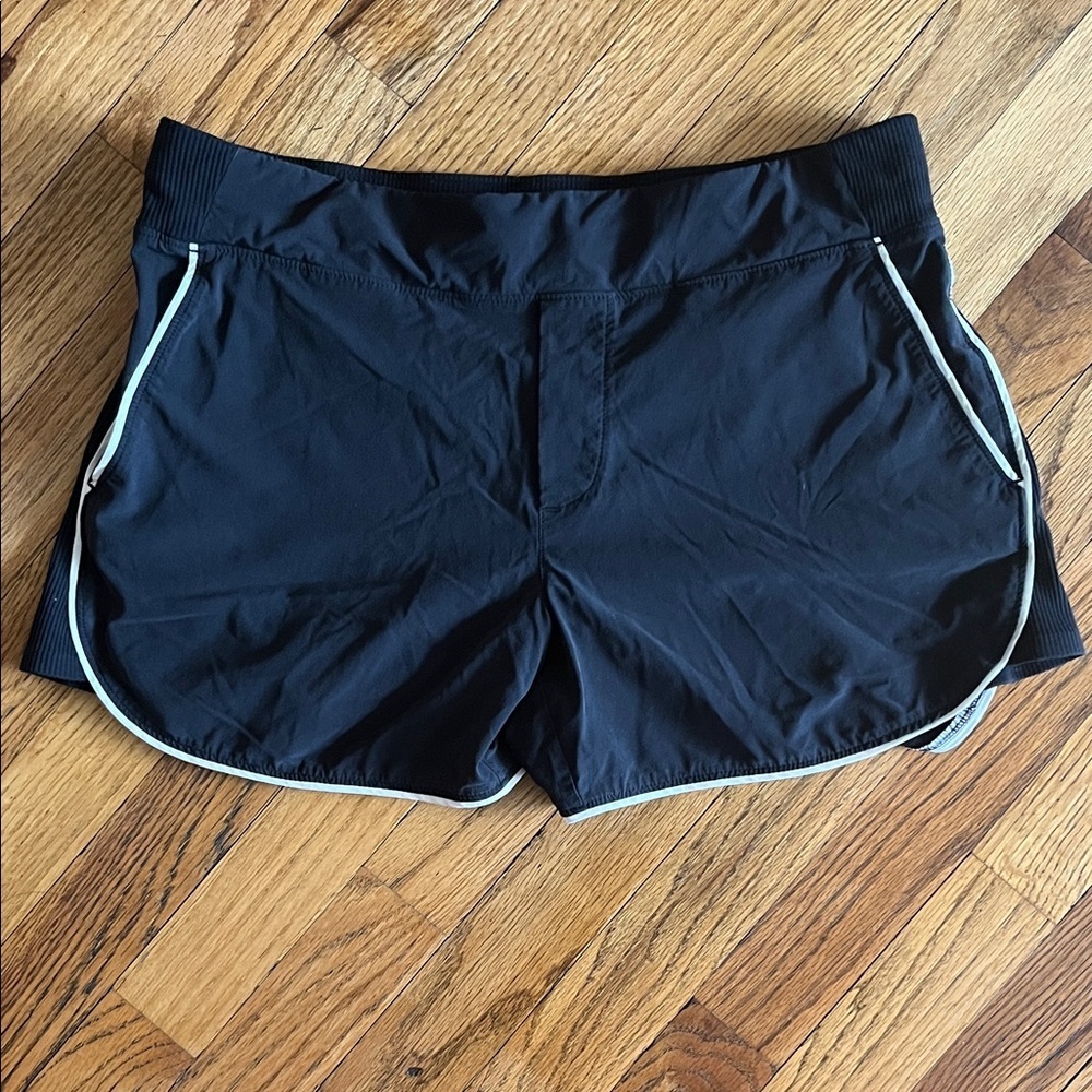 Athleta Black Athletic Shorts with White Trim